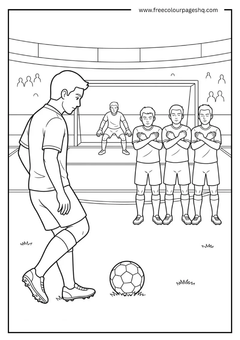 soccer free kick wall coloring page