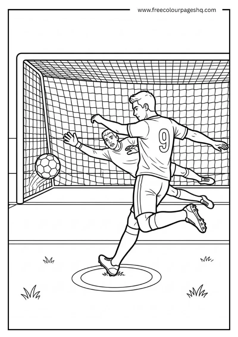soccer penalty kick coloring page