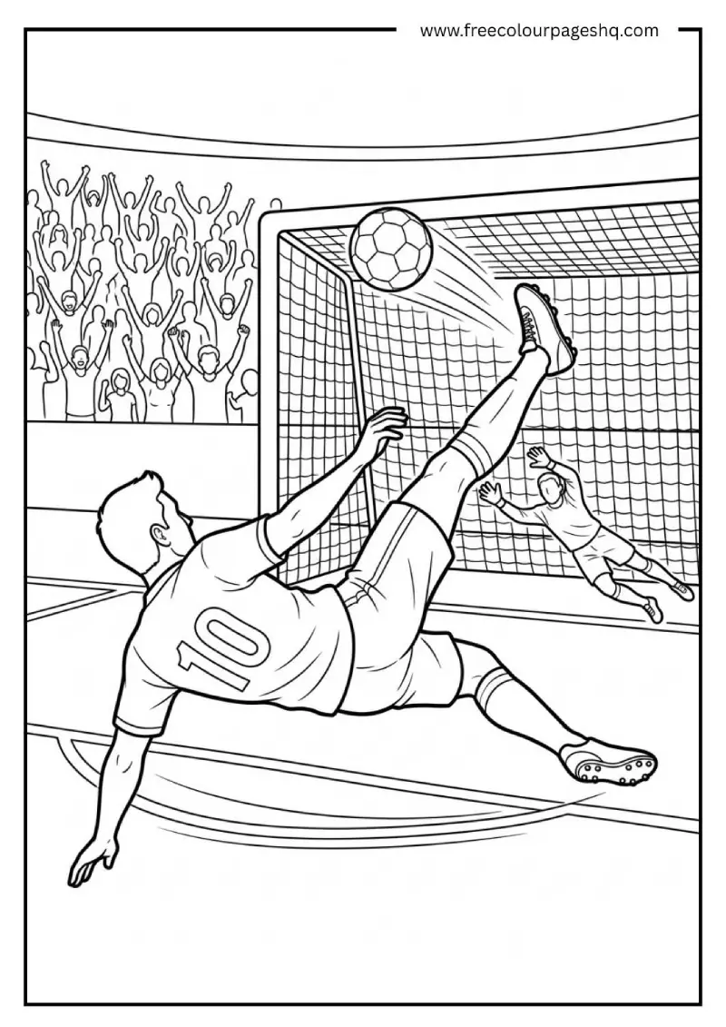 soccer player bicycle kick coloring page