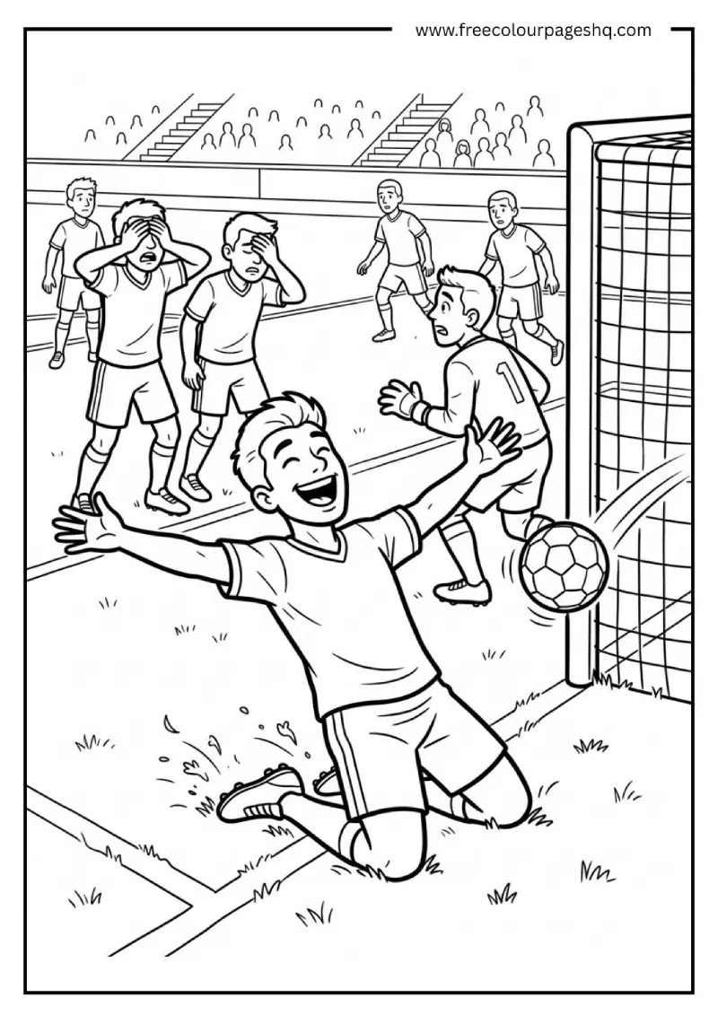 soccer player celebrating too early coloring page