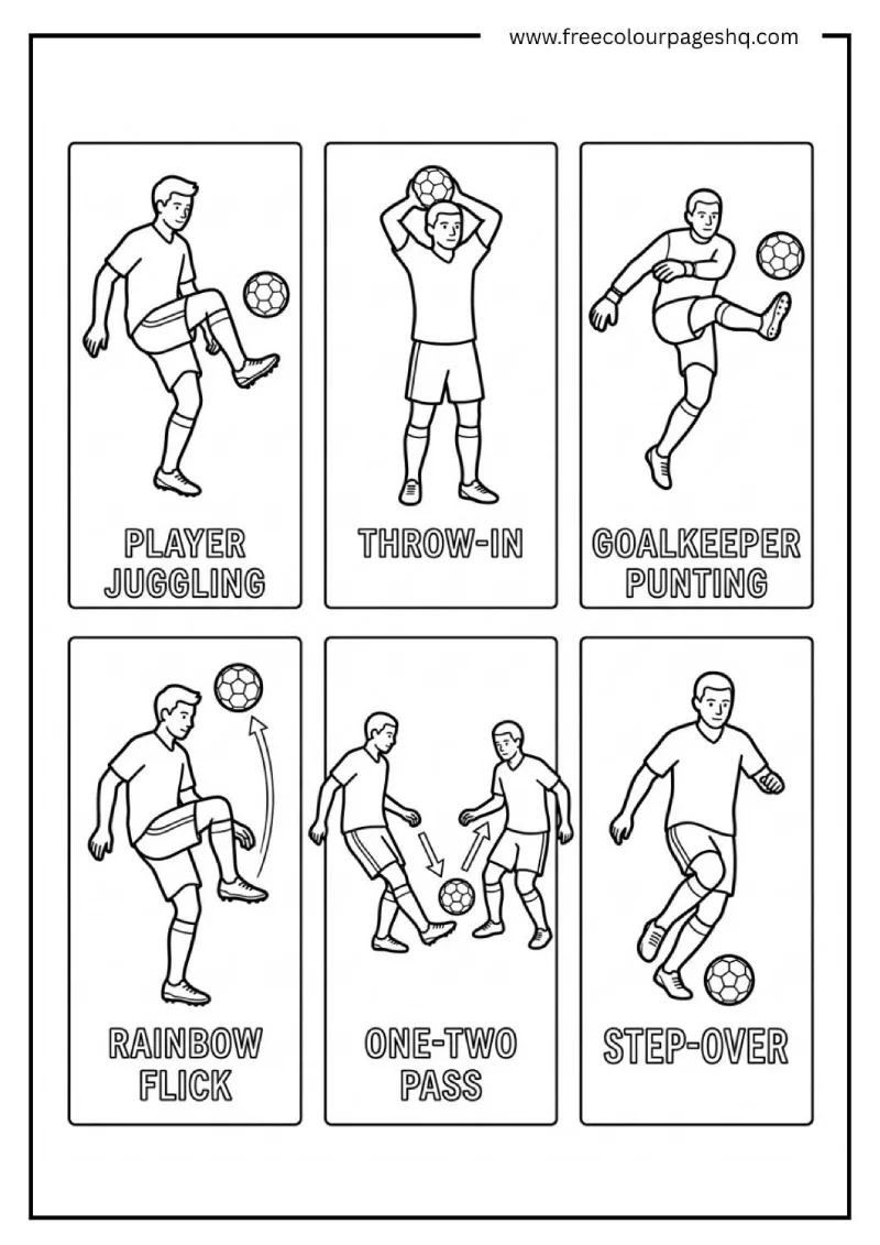 soccer skills coloring page for kids