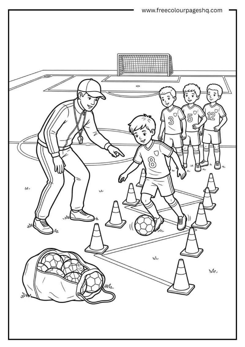 soccer training drill coloring page