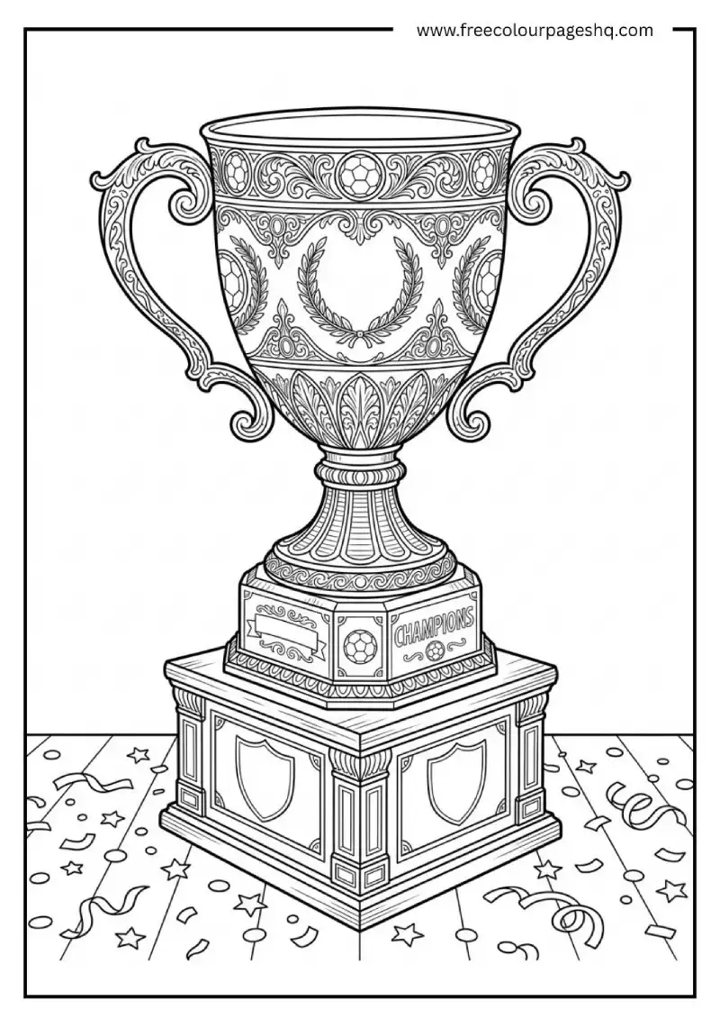 soccer trophy detailed coloring page