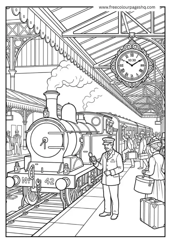 steam train at old station platform coloring page steam train at old station platform coloring page
