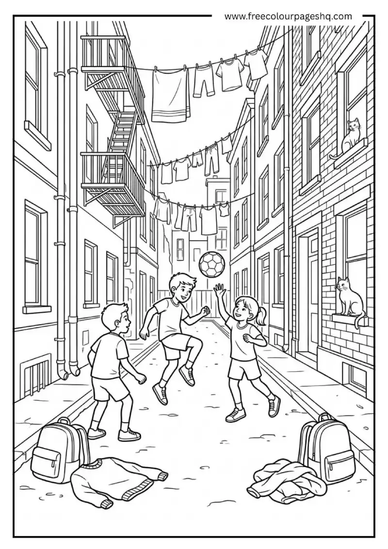 street soccer coloring page