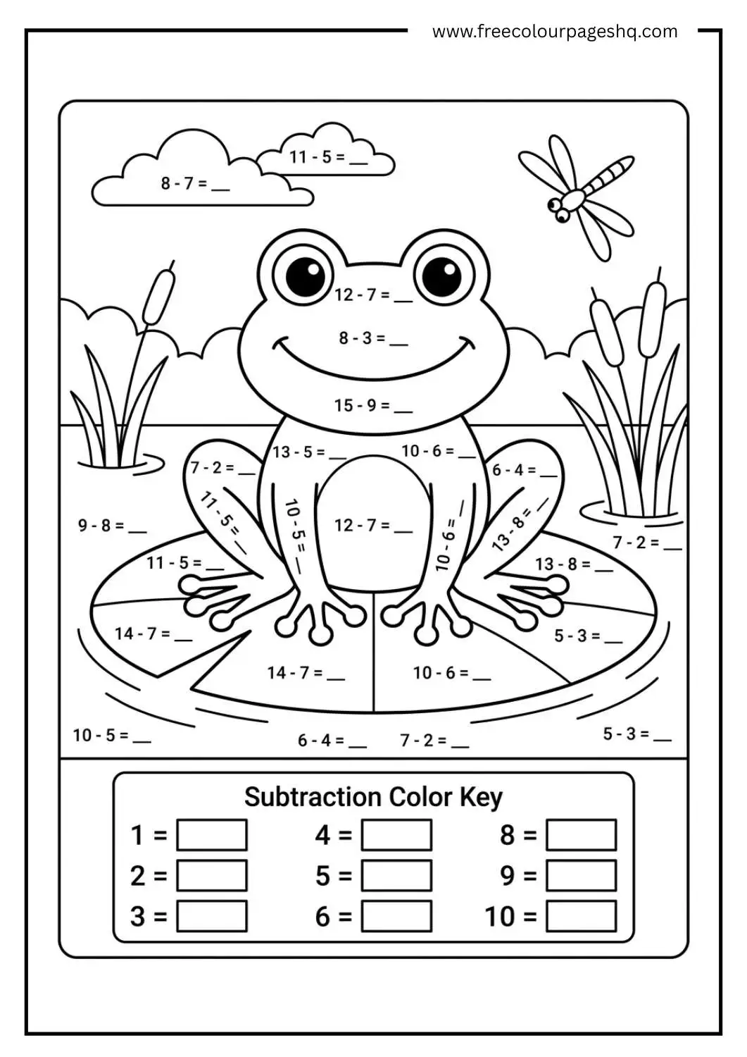 subtraction color by number free printable subtraction color by number free printable