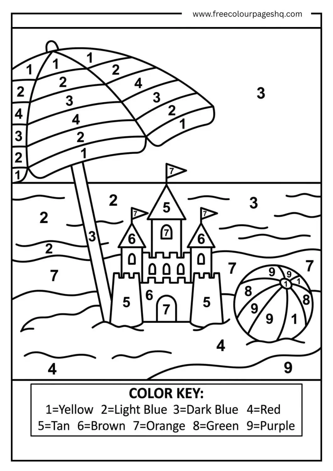 summer color by number printable summer color by number printable