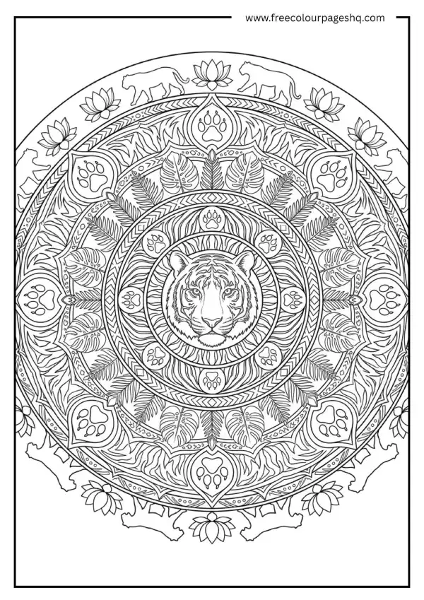 tiger mandala coloring page for adults