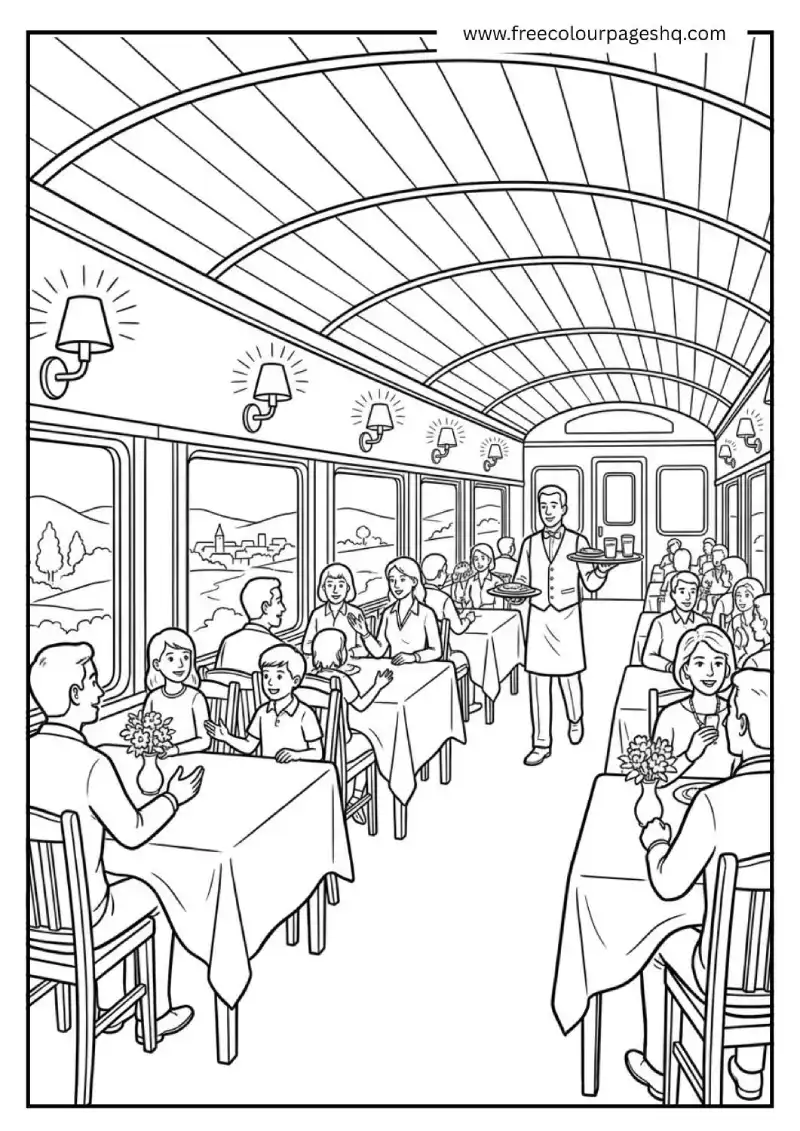 train dining car interior coloring page train dining car interior coloring page
