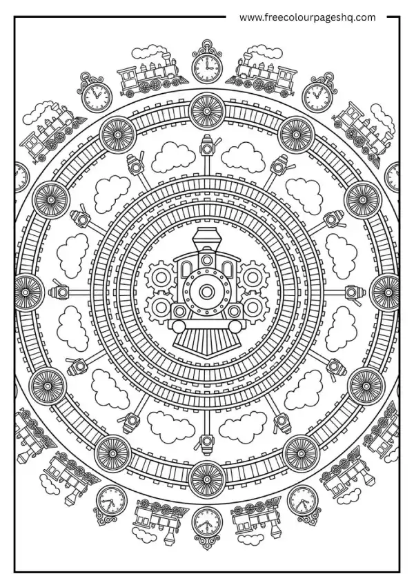 train mandala coloring page for adults train mandala coloring page for adults