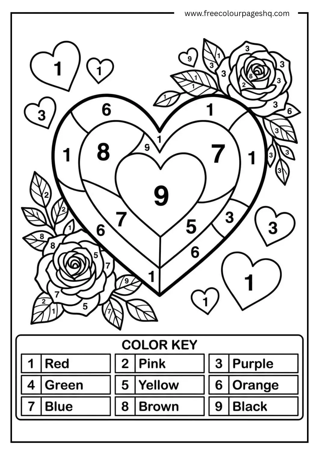 valentines day color by number printable valentines day color by number printable