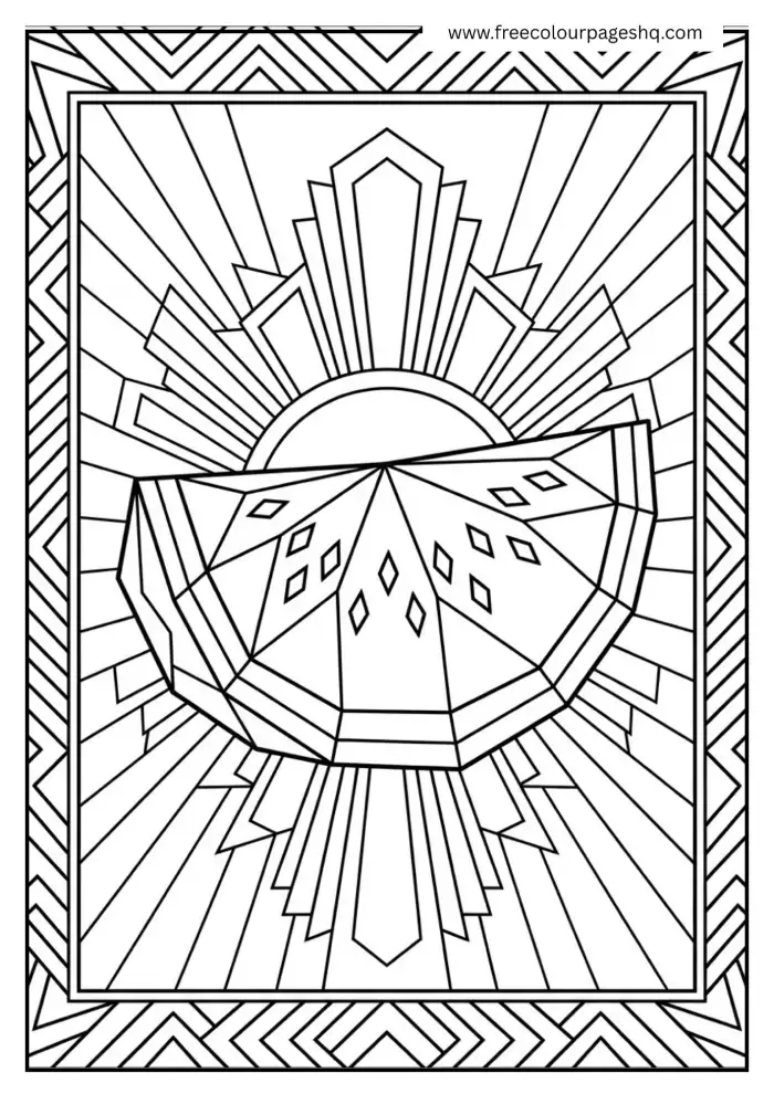 watermelon art deco coloring page watermelon art deco coloring page