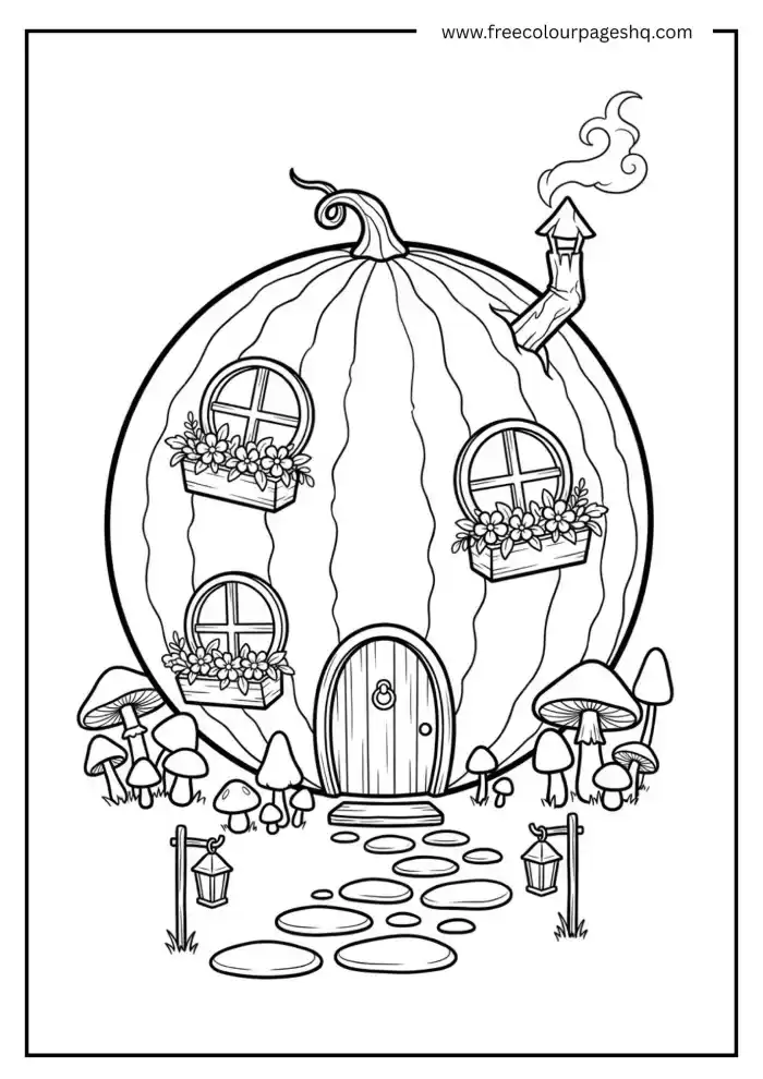 watermelon fairy house coloring page watermelon fairy house coloring page
