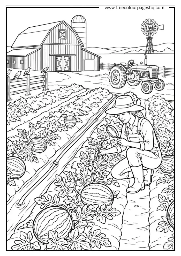 watermelon farm scene coloring page watermelon farm scene coloring page