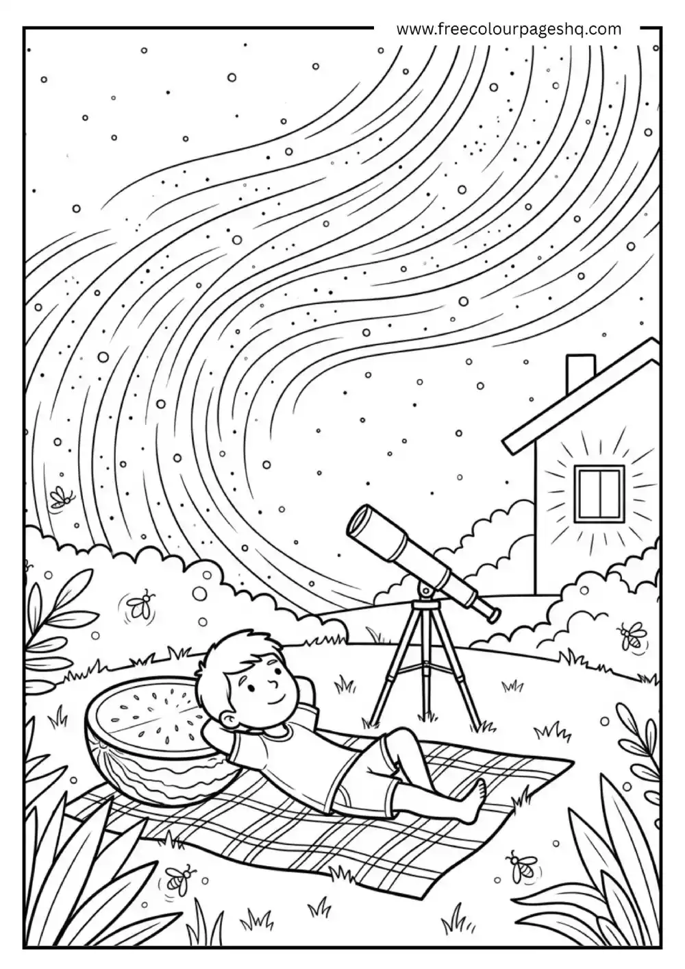 watermelon night stargazing coloring page watermelon night stargazing coloring page