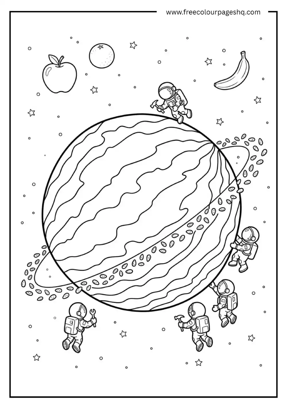 watermelon planet space coloring page watermelon planet space coloring page