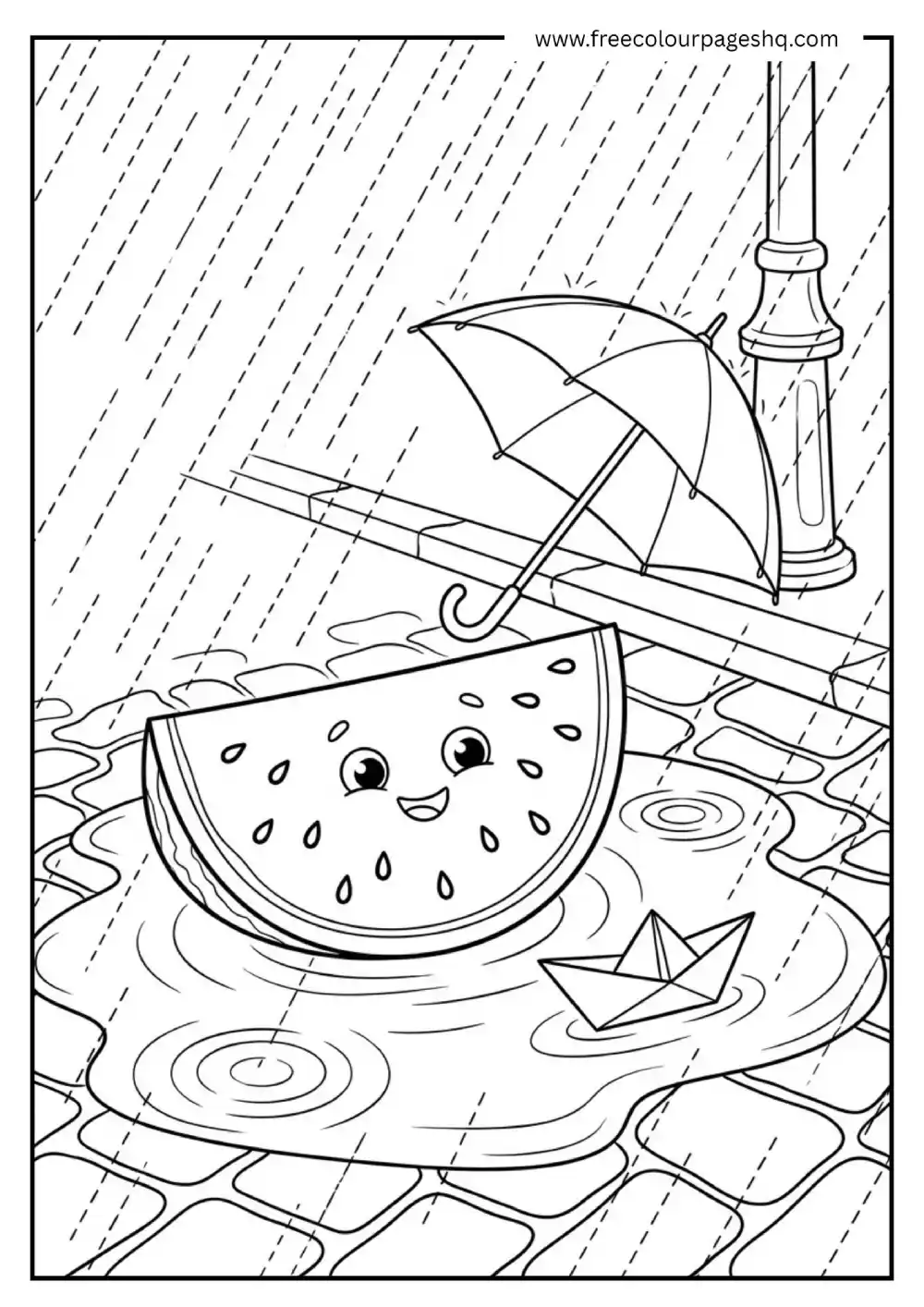 watermelon rain puddle coloring page watermelon rain puddle coloring page