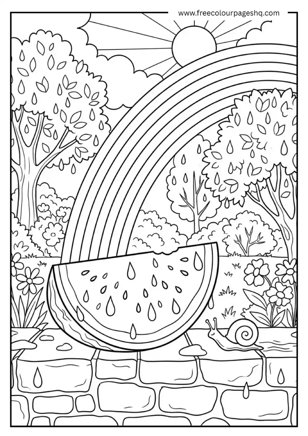 watermelon rain rainbow coloring page watermelon rain rainbow coloring page