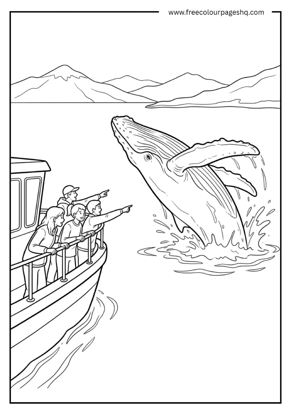 whale watching boat coloring page for teens
