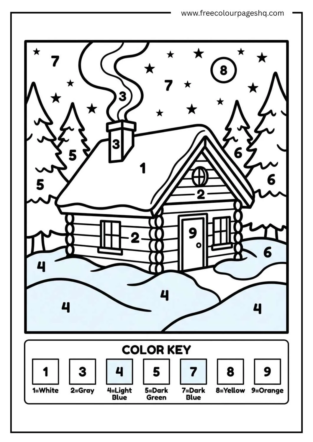 winter color by number printable winter color by number printable