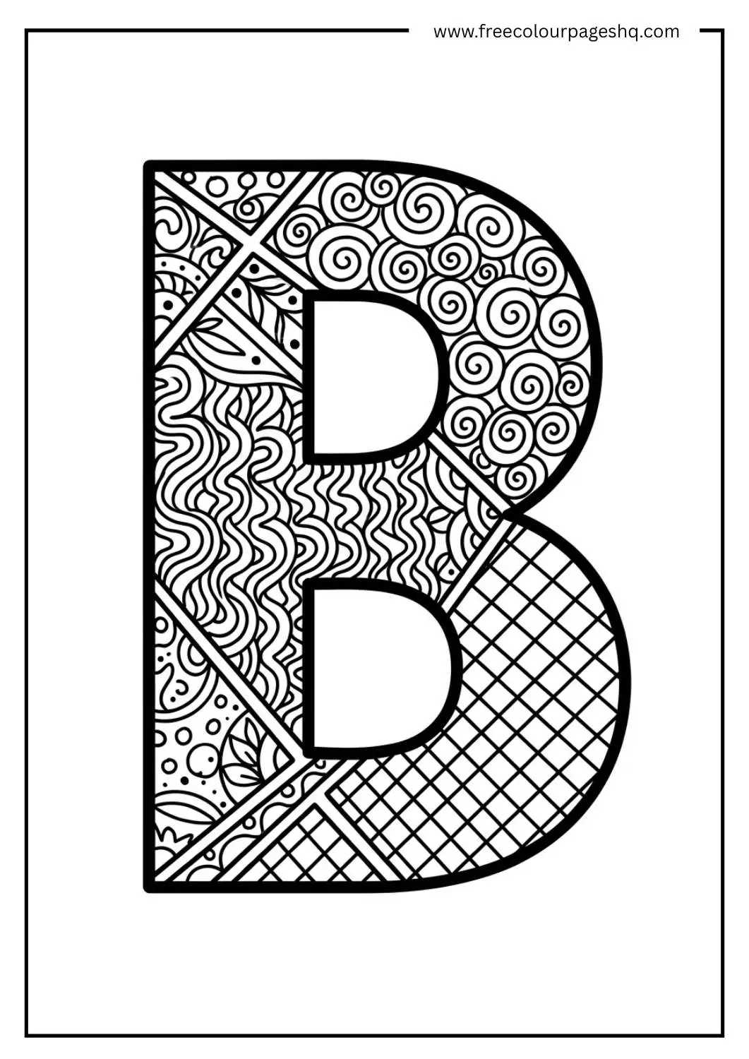 zentangle letter b coloring page