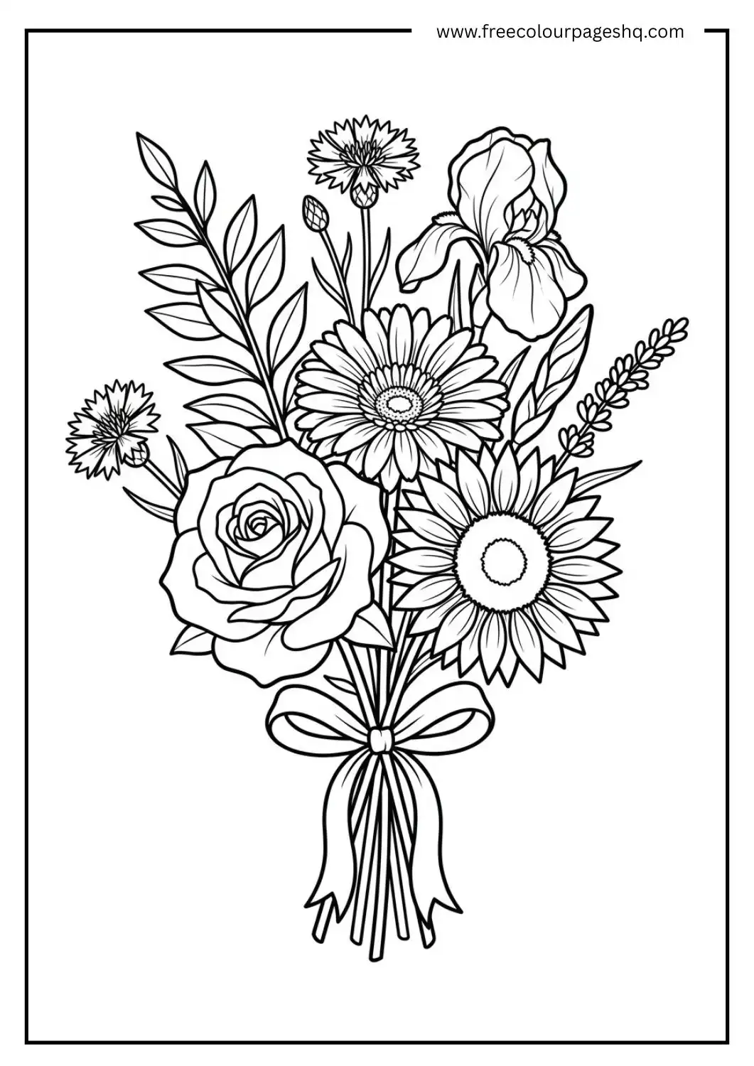 Bouquet of rainbow flowers coloring pages