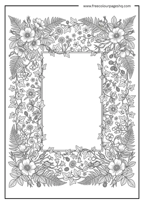 aesthetic coloring pages botanical illustration frame