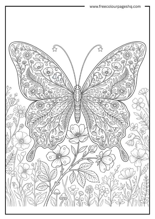aesthetic coloring pages butterfly flowers