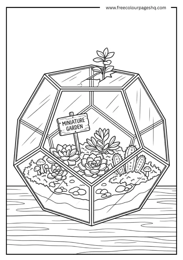 aesthetic coloring pages glass terrarium plants