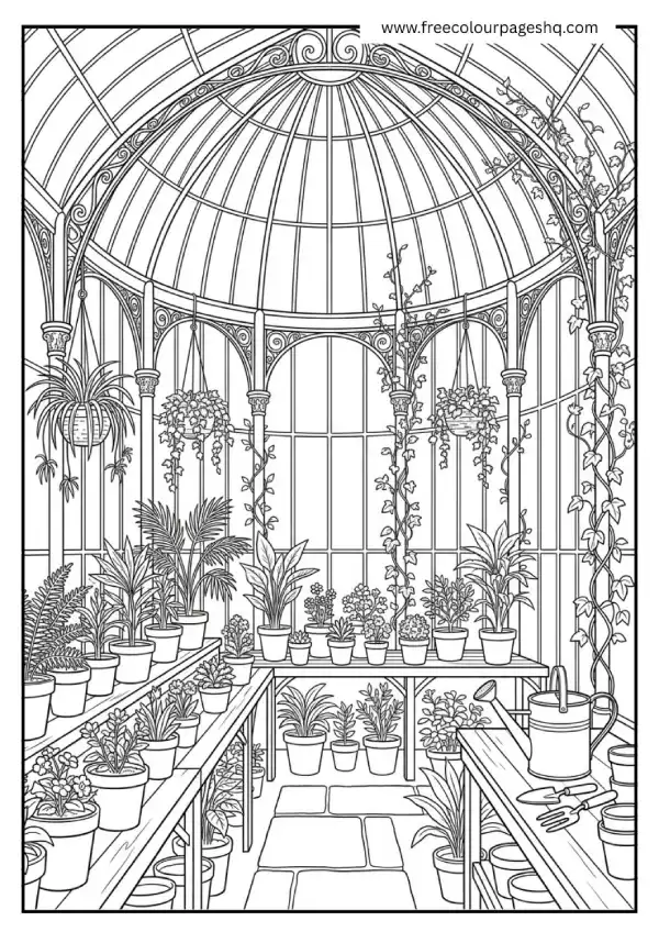 aesthetic coloring pages greenhouse plants