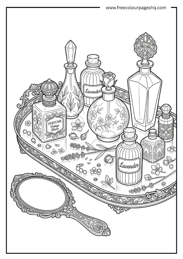 aesthetic coloring pages vintage perfume bottles