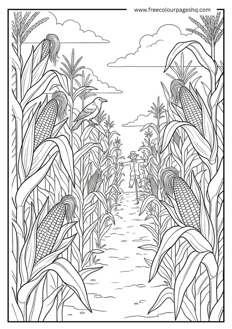 august coloring pages corn field harvest