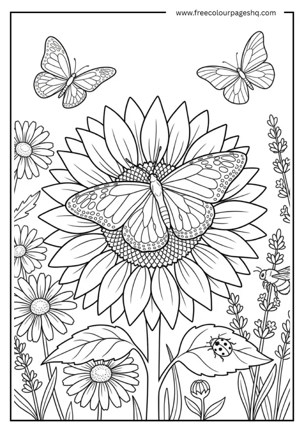 august coloring pages for kids garden butterfly