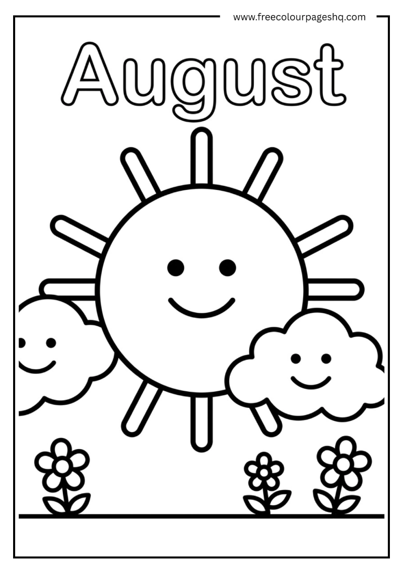 august coloring pages for toddlers simple sun
