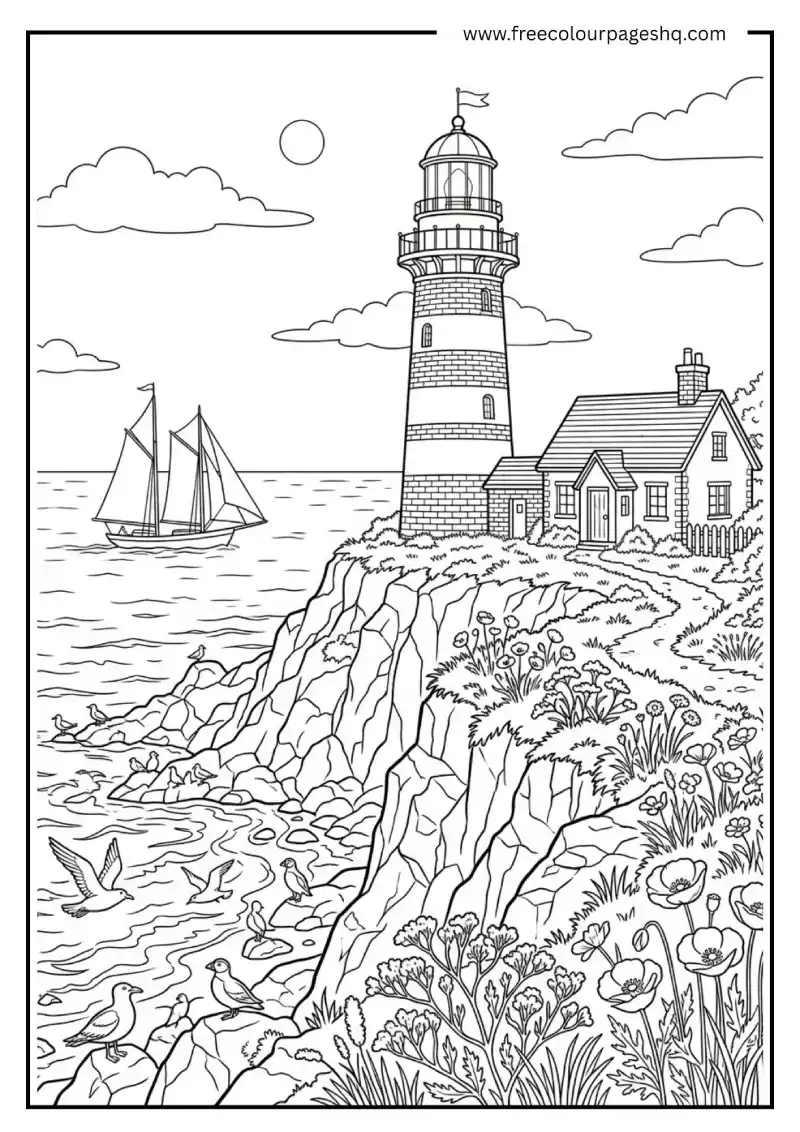 august coloring pages lighthouse summer