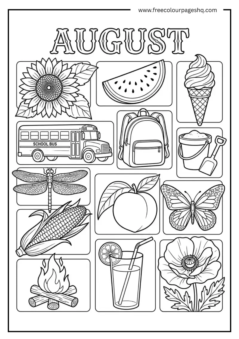 august coloring pages month themed collage kids adults