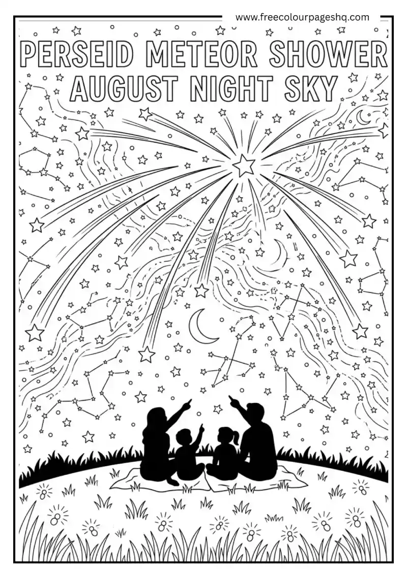 august coloring pages printable perseid meteor shower