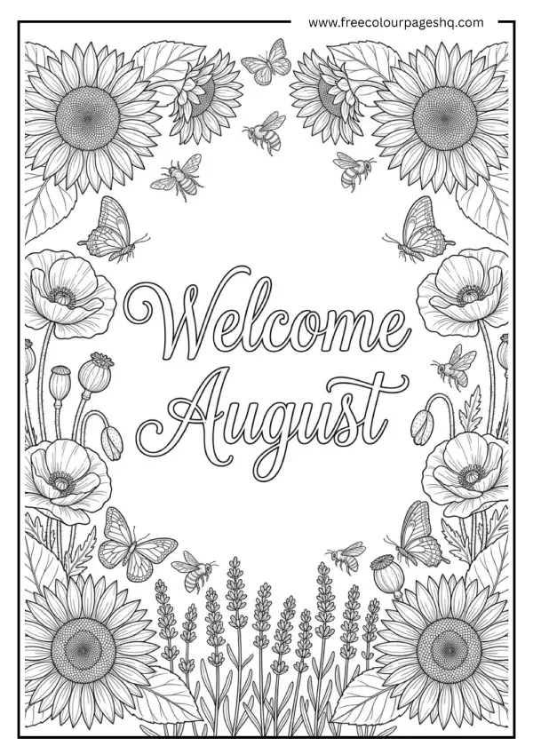august coloring pages welcome august floral