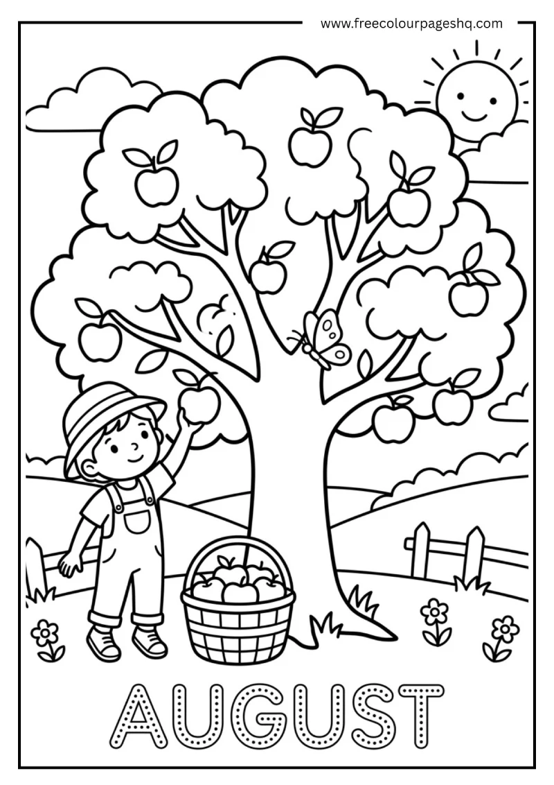 august preschool coloring pages apple tree