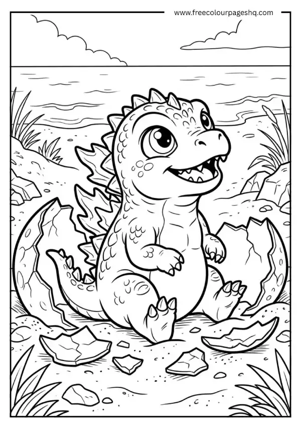 baby godzilla coloring pages cute