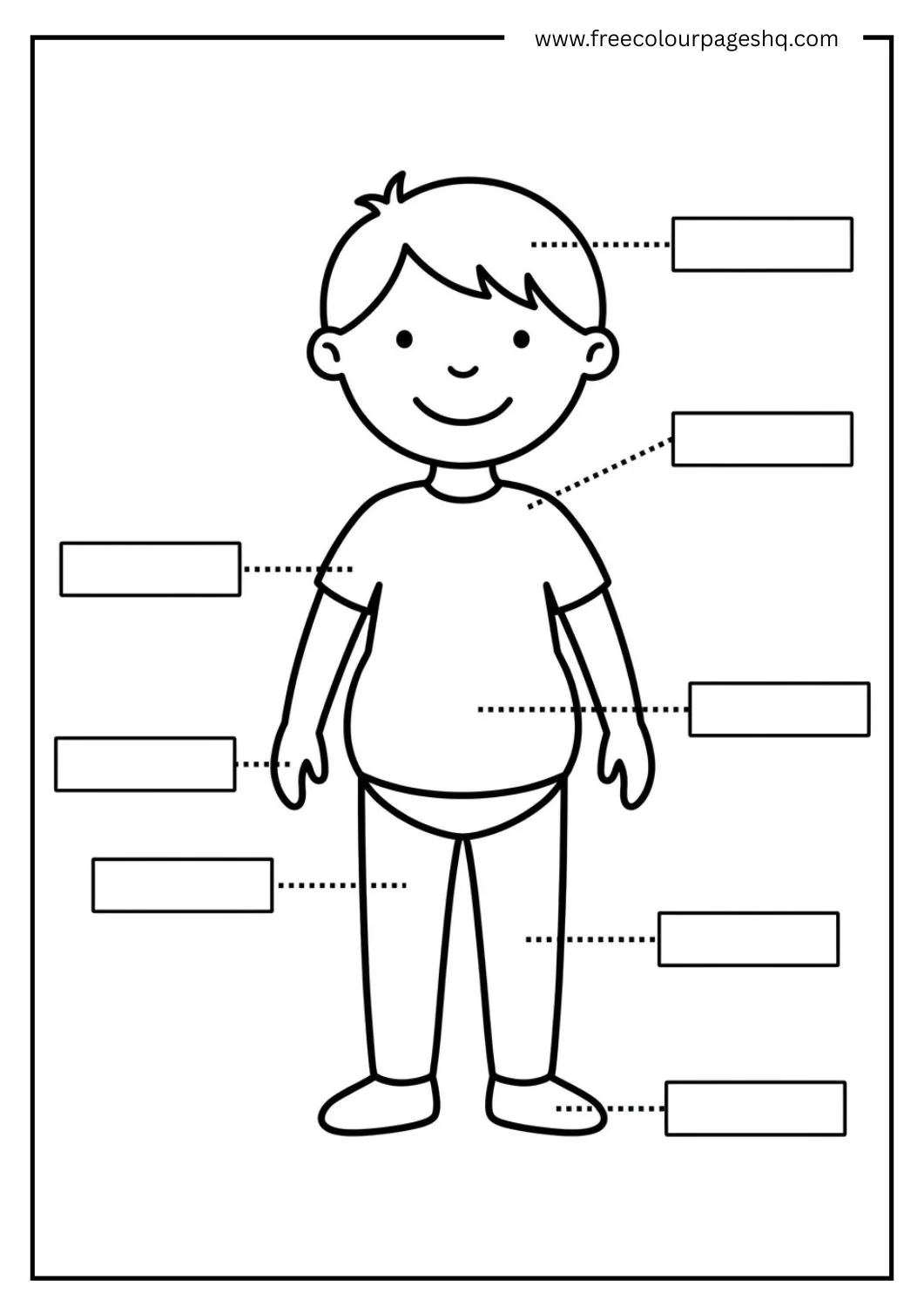 body parts coloring page for kindergarten label and color