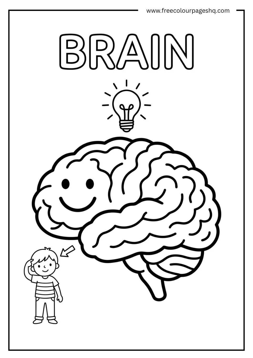 brain body parts coloring page for kids