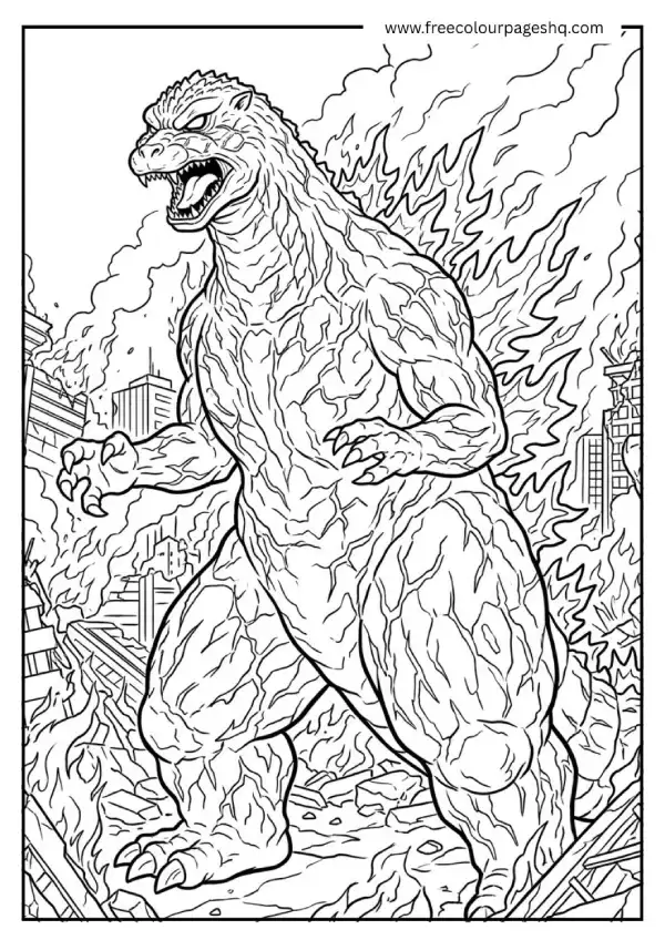 burning godzilla coloring pages 1995