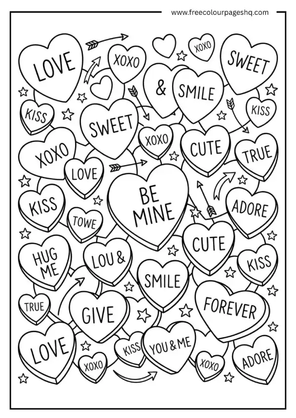 candy hearts coloring pages valentines day candy hearts coloring pages valentines day