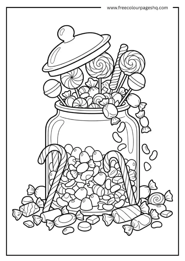candy jar coloring pages overflowing sweets candy jar coloring pages overflowing sweets