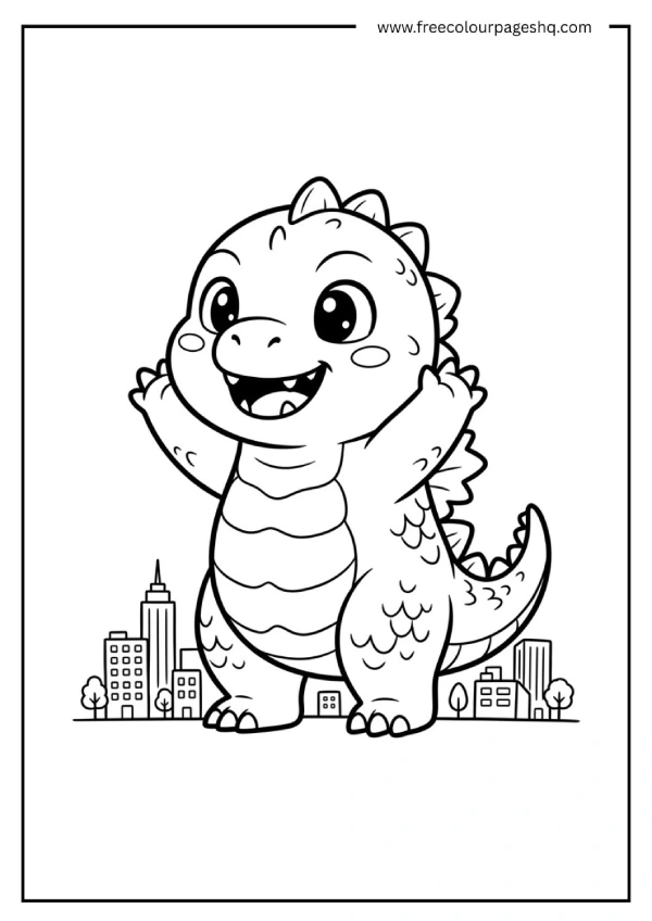 chibi godzilla coloring pages cute