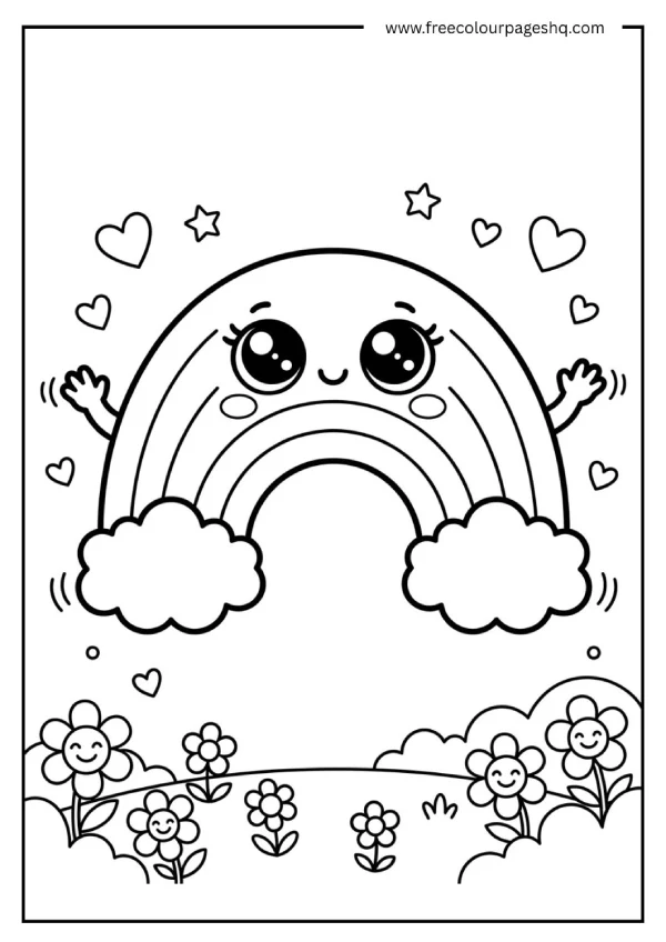 cute rainbow coloring pages kawaii