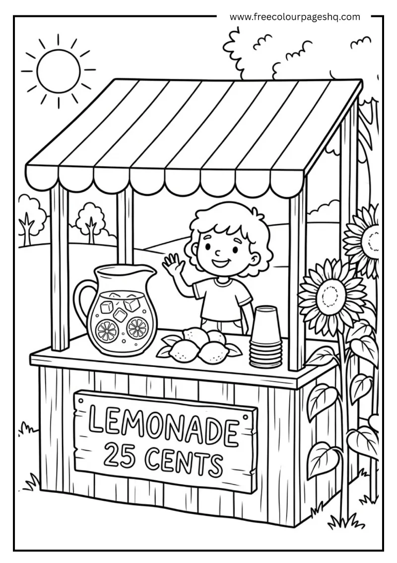 easy august coloring pages lemonade stand
