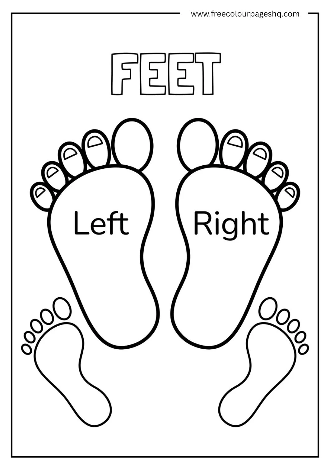 feet coloring page body parts for preschool