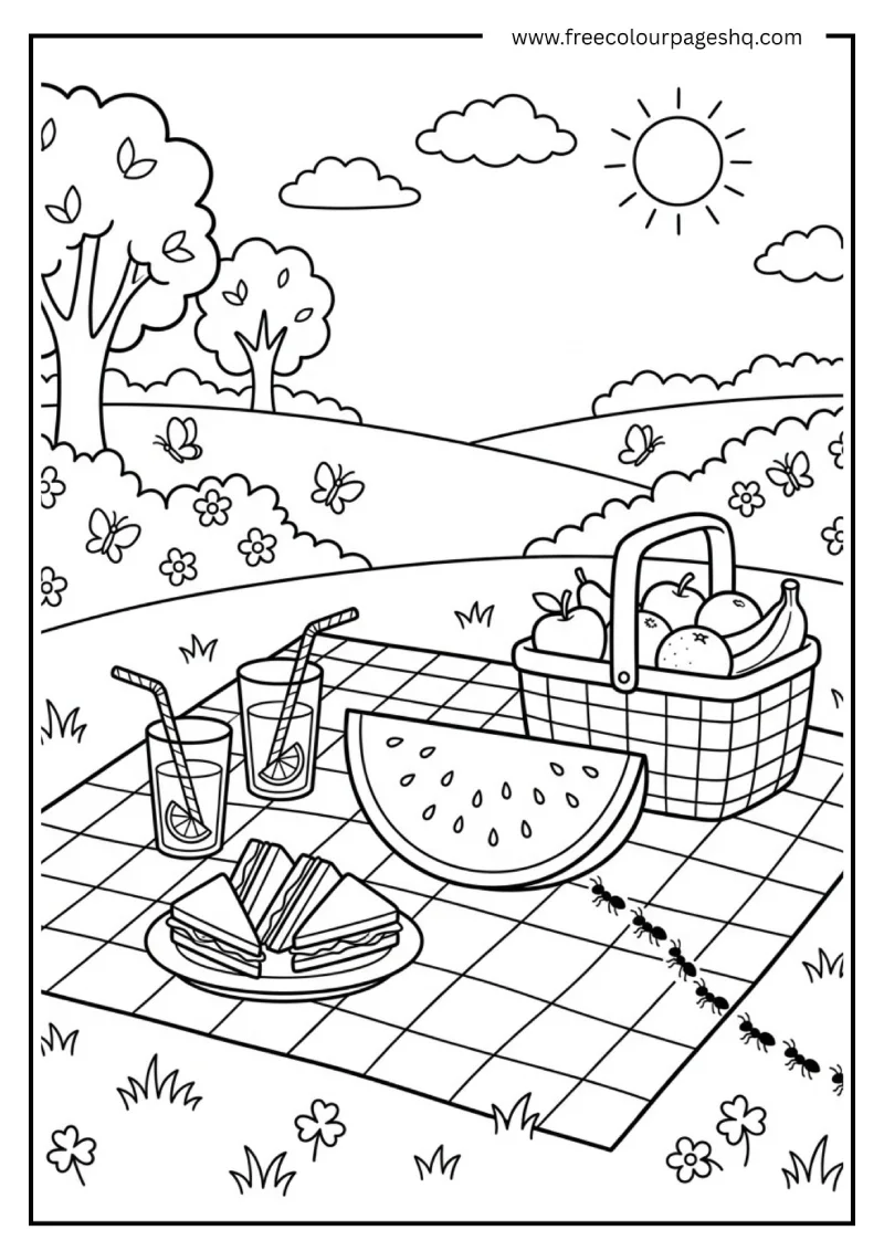 free printable august coloring pages watermelon